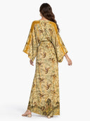 V-Neck Printed Slit Streamer Design Maxi Dress