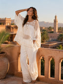 Exquisite Crocheted Lace Wide-Leg Pants Two-Piece Set