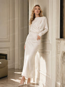 Elegant Satin Lace-trimmed Wrap Top Two-piece Set