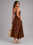 Elegant Floral Cami Maxi Dress & Long Knit Cardigan Set
