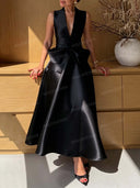 Elegant Satin Skirt Two-Piece Set