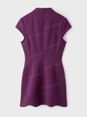 Elegant Mandarin Collar Keyhole Mini Dress