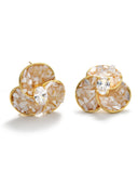 Shell Inlay Crystal Flower Stud Earrings