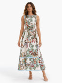Bohemian Style Paisley Print Sleeveless Maxi Dress