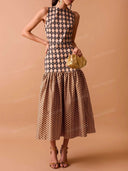 Geometric Print Drop Waist Midi Dress
