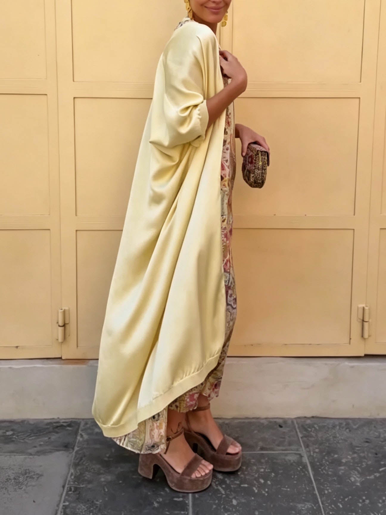 Retro Tile Print Sleeveless Maxi Dress Two Piece Set
