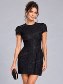 Elegant Floral Lace Prom Mini Dress
