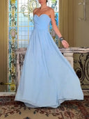 Chiffon Feather‑Trim Cape Evening Maxi Dress