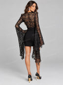 Sexy Lace Cape Sleeve Bodycon Mini Dress
