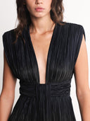 Elegant Deep V-Neck High Slit Maxi Dress