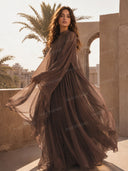 Elegant Shawl-style Chiffon Flowing Maxi Dress