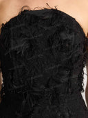 Strapless Feather Embellished Maxi Dress