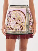 Paisley Print Fringe Top & Mini Skirt Set