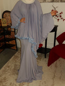 Pleated Cape Top & Satin Mermaid Maxi Skirt Two‑Piece Set
