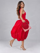 Elegant Organza Bubble Hem Midi Dress