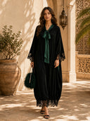 Elegant Color-Block Reversible Satin Lace-Trim Maxi Dress