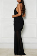 Elegant Open-Back Chiffon Maxi Dress