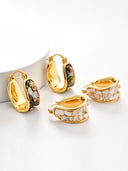 Shell Inlay Gold Hoop Earrings