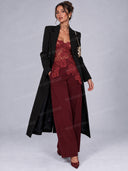 Strapless Lace Corset Top & Wide Leg Pants Two Piece Set