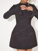 Elegant Mock Neck Blazer Mini Dress