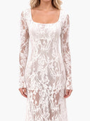 Exquisite Lace Square-neck Long-sleeved Maxi Dress