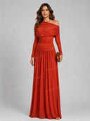 Elegant Off Shoulder Ruched Maxi Dress