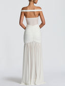 Off-The-Shoulder Mesh Maxi Dress