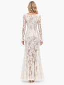Exquisite Lace Square-neck Long-sleeved Maxi Dress