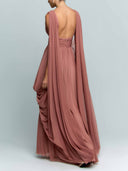 Elegant Draped Chiffon Evening Maxi Dress