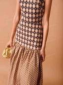 Geometric Print Drop Waist Midi Dress