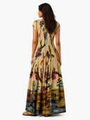 Pleated Print Maxi Dress