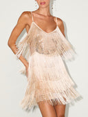 Elegant Sequin Fringe Cami Mini Dress