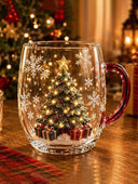Christmas Art Glass Mug with Handle