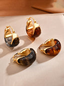 Amber Resin Sculptural Hoop Earrings