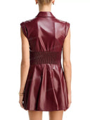Faux Leather Button Front Shirt Mini Dress