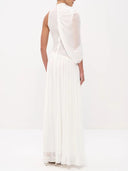 One‑Shoulder Draped Ruched Maxi Dress