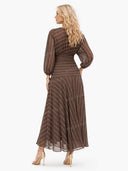 Elegant Retro Bohemian Style V-neck Mesh Print Maxi Dress