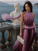 Elegant Gradient Chiffon Backless Spaghetti Strap Maxi Dress