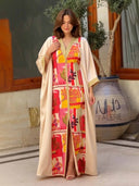 Retro Abstract Floral Print Maxi Dress