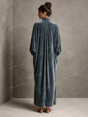Casual Long Sleeve Velvet Twist Front Maxi Dress