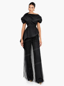 Asymmetrical Fringe Top And Pants Two-Piece Set
