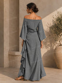Casual Off-Shoulder Ruffle Maxi Dress