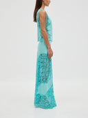 Elegant Lace Trim Sleeveless Satin Two-Piece Set