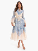 Exquisite Paisley Print Shirt A-Line Maxi Dress