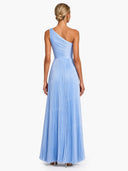 Elegant One-Shoulder Pleated Asymmetrical High-Slit Maxi Dress