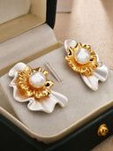Pearl Floral Sculptural Stud Earrings