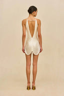 Elegant Satin Fringe Halter Backless Mini Dress