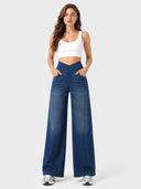 High-Waisted Stretch Denim Pants