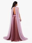 Elegant Gradient Chiffon Backless Spaghetti Strap Maxi Dress