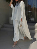 Elegant Satin Batwing Sleeve Top Two-Piece Set